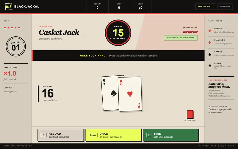 BLACKJACKAL gameplay